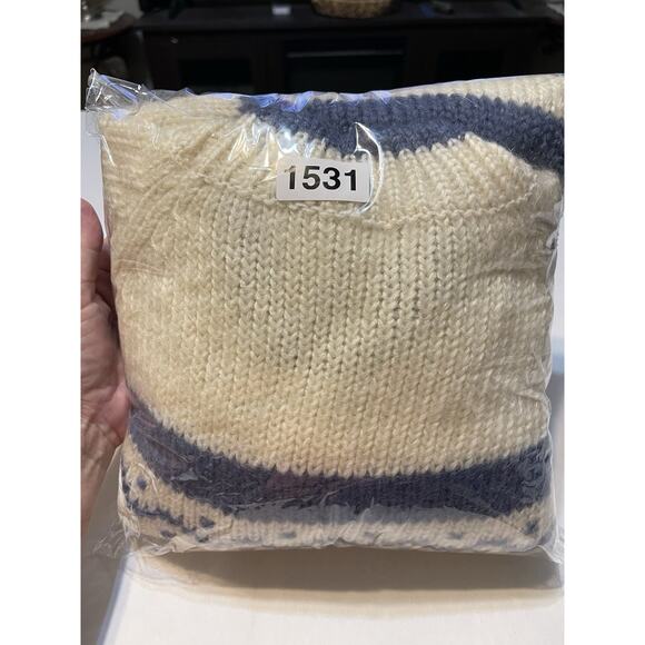 VTG RI GANG Wool Sweater M/L Hand Knit Embroidered Snowflake Stars Nordic Design - Picture 12 of 12